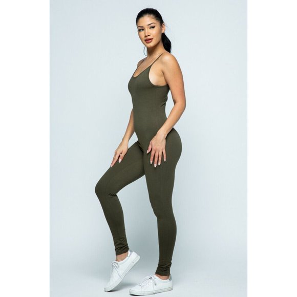Women's Spaghetti Strap Bodycon Tank One Piece Jumpsuits Rompers S M L - Picture 2 of 6